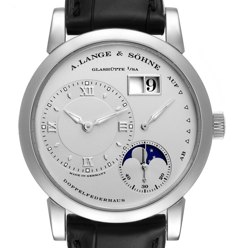 A. Lange & Sohne Lange 1 Moonphase Platinum Mens Watch 109.025 Box Papers